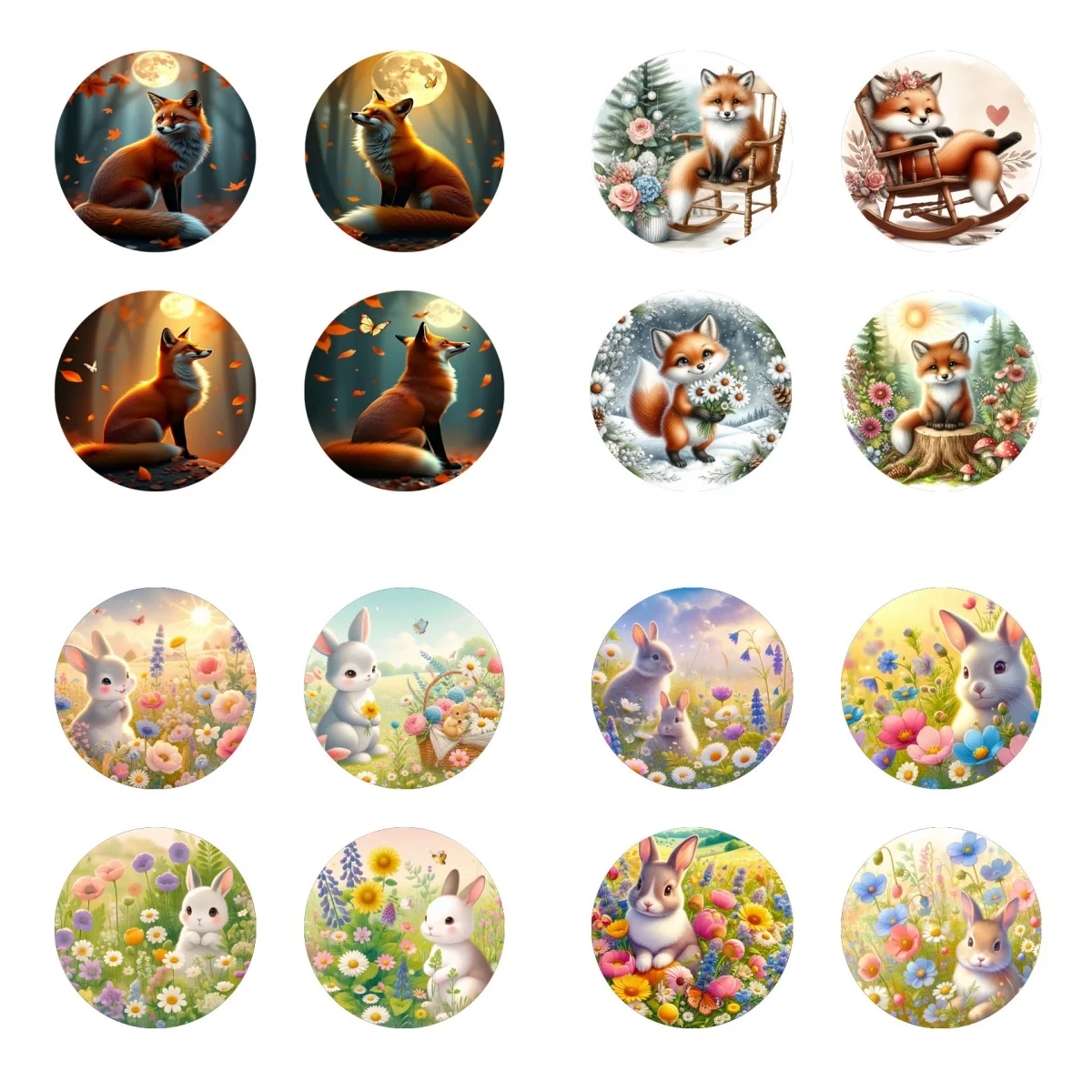 Four mysterious castle colorful clock pattern coasters are suitable for table decoration in libraries, coffee shops and tea hous