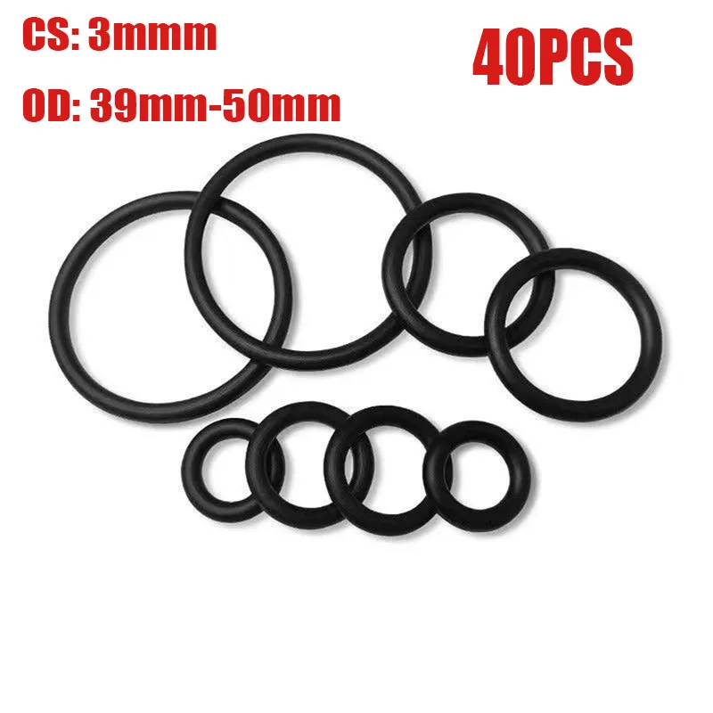 O Ring CS 3mm OD 39mm-50mm Sealing Washer Nitrile Rubber O-ring Plumbing Gaskets Oil Resistant High Temperature Orings NBR