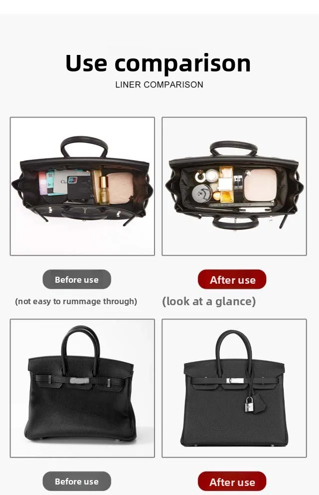 Bag Organizer Insert for Birkin 25 Nylon Storage Platinum Bag Support orderly Storage Neat Inner Modification Bag Accessories