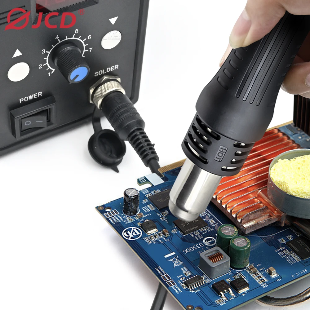 JCD-pistola de aire caliente 858D 700W BGA, estación de soldadura de retrabajo, 220V / 110V para SMD SMT, herramientas de reparación de soldadura