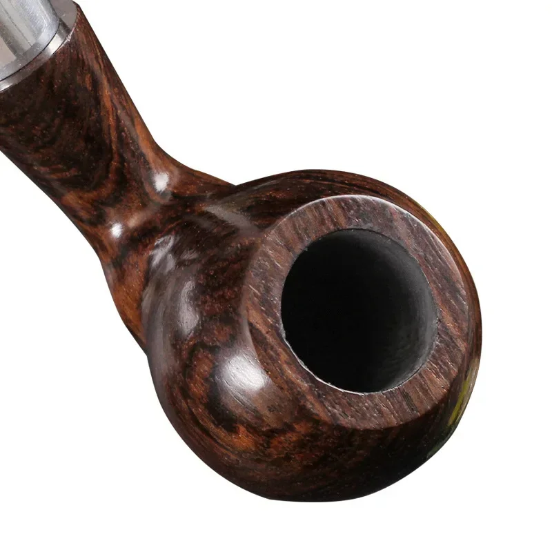 

Wood Pipes Curved Tobacco Pipes, Pipes with Silver Metal Rings, Smooth Finish Handmade Smoking Pipes 9mm Filter