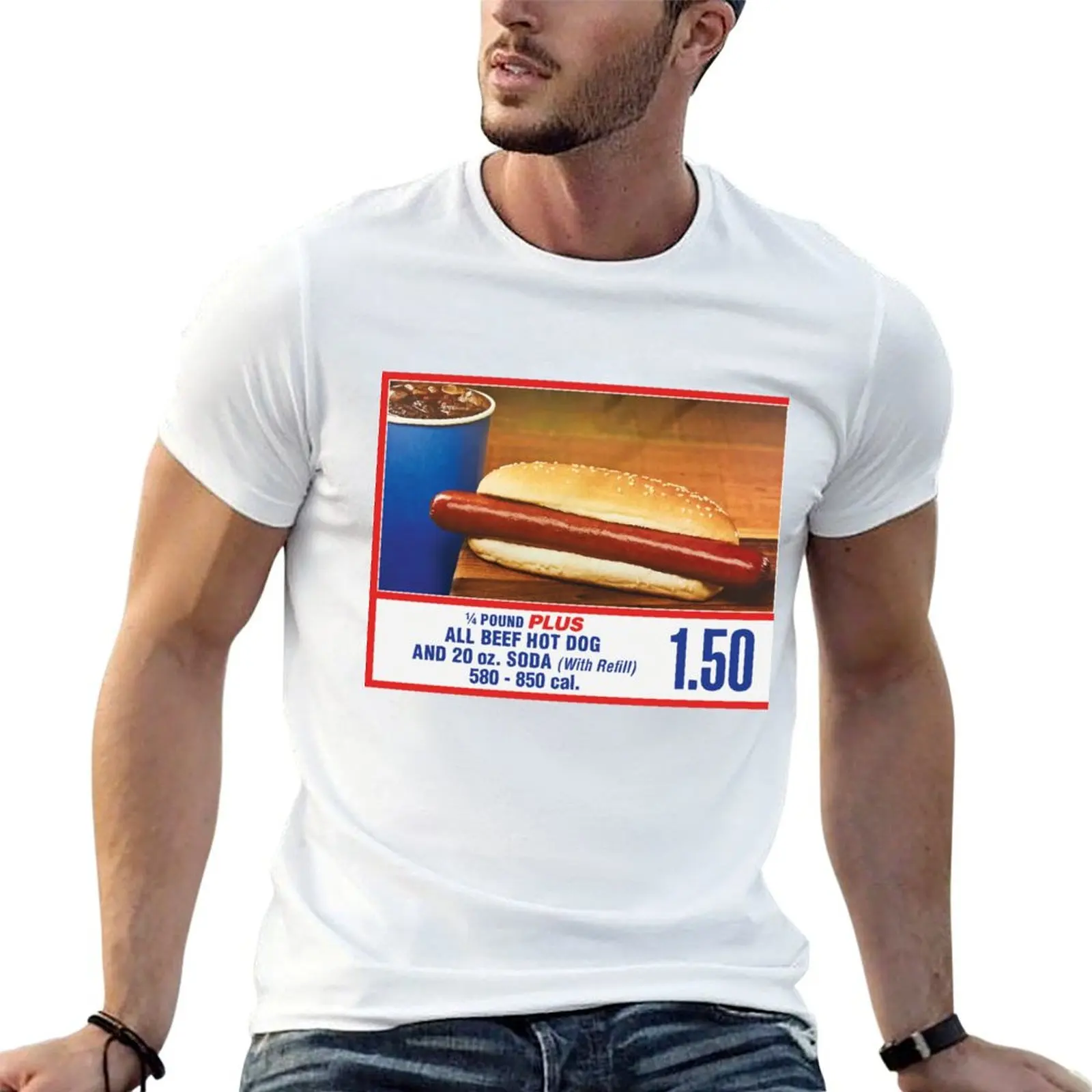 $1.50 FOODCOURT HOT DOG SHIRT T-Shirt man t shirts high quality luxury brand t shirt man cotton T-Shirt — купить у AliExpress WW
