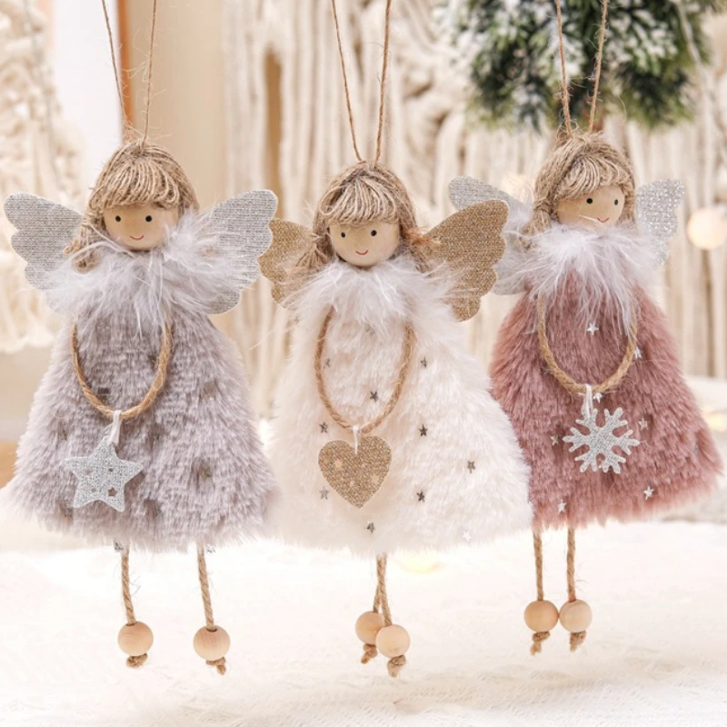 Lovely Christmas Angel Girl Cloth Doll Oranments Xmas Tree Hanging Pendants Merry Christma Decor Gifts Happy 2023 Noel Supplies