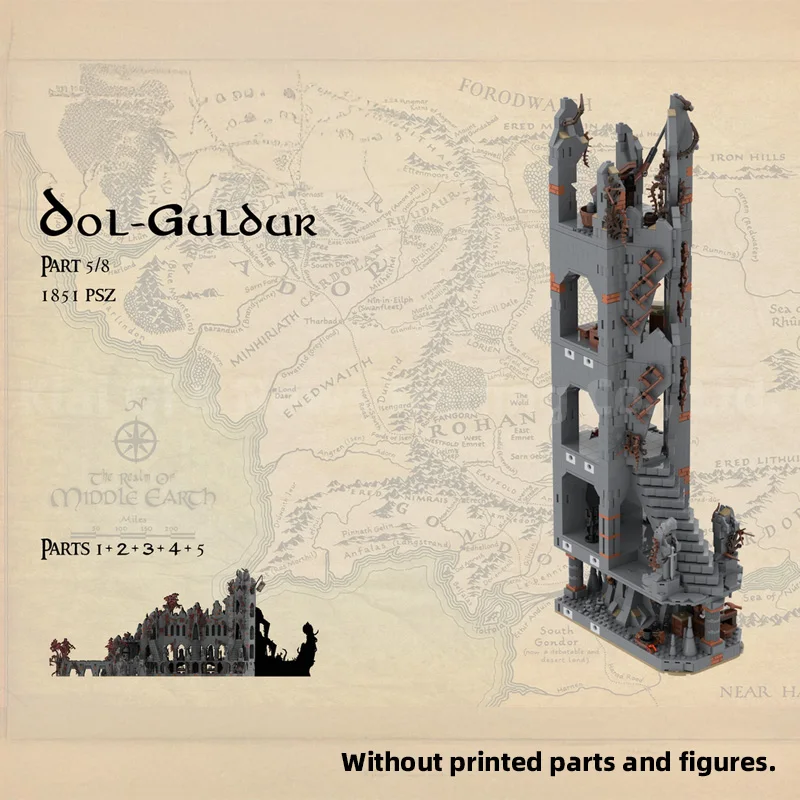 Dark Fortress Castle Challenge Ringen Filmuitbreiding MOC Bouwstenen Bakstenen Architectuur Fans Cadeau Display Kerstmis