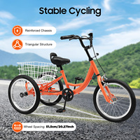 16 Inch 1S High-carbon Steel Bicycle Children Tricycle for Shopping and Exercise Light Orange