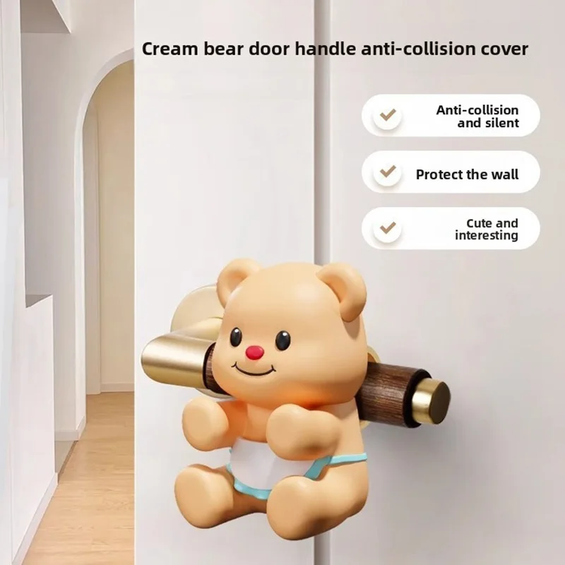 

​​Bear Door Handle Anti-collision Silicone Doll Bedroom Entrance Door Rear Anti-collision Pad No Punching Door Absorber​