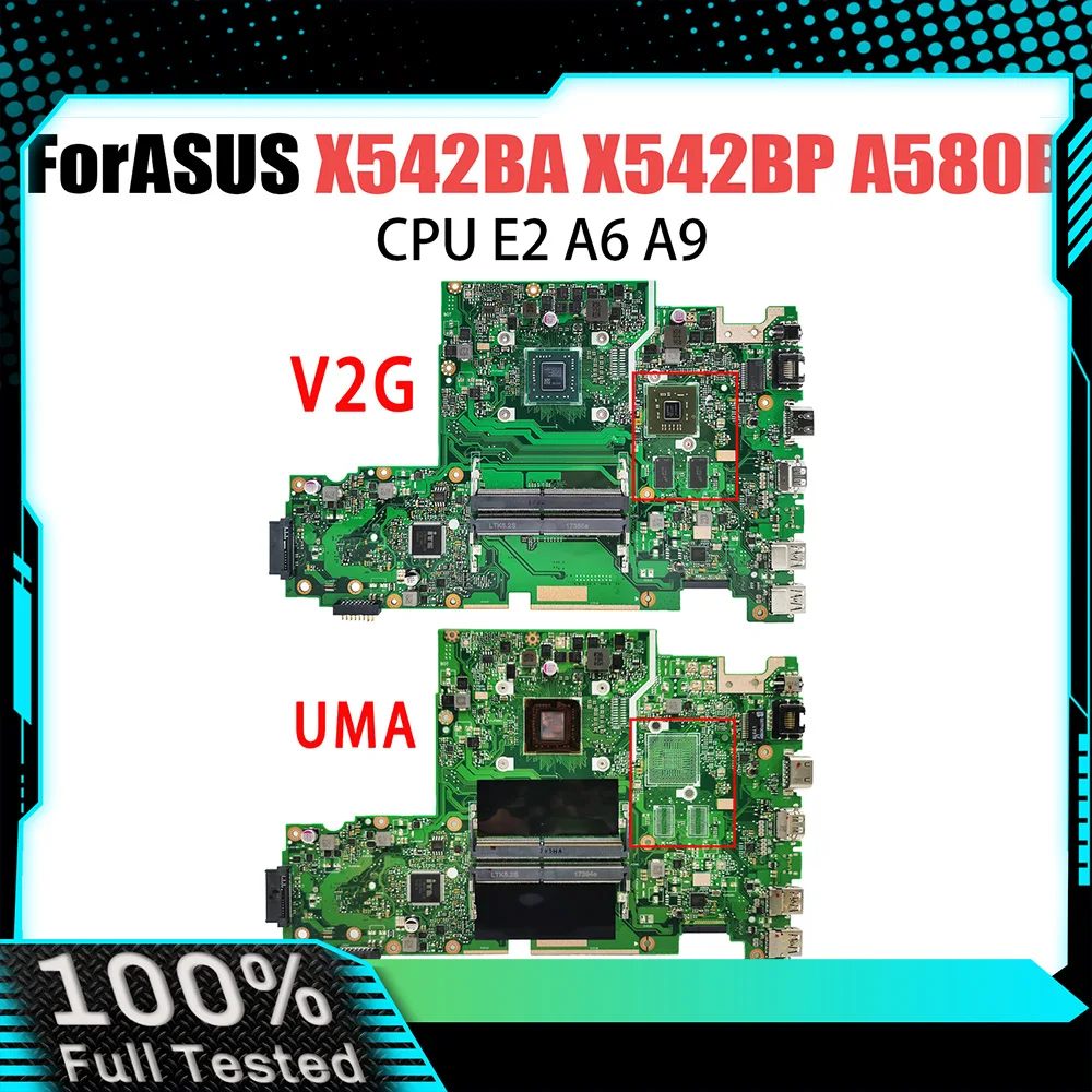 

X542BP Laptop Motherboard E2-9000 A9-9420 for ASUS X542B A580B K580B X542BA Notebook Mainboard