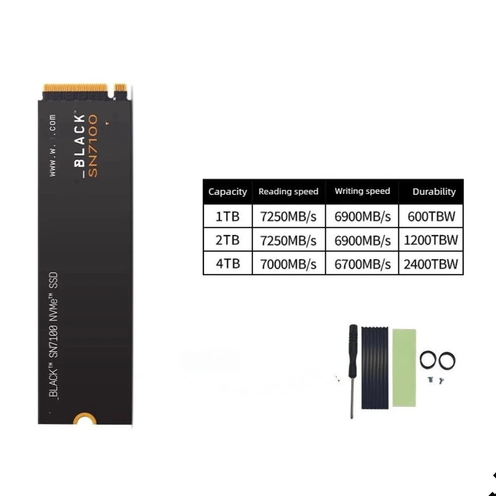 Original SN850X SSD SN7100 1TB 2TB 4TB NVMe Gen4 M.2 2280 PCIe4.0X4 Solid State Disk for PS5 For WD_BLACK Western Digital