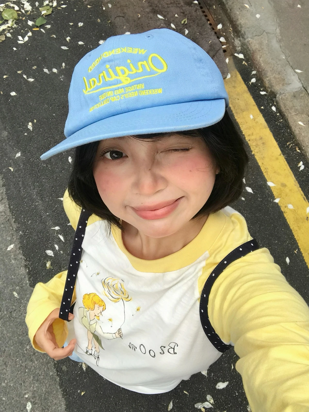 Sakura Dandelion Girl Printed T-Shirt Casual Thin Long Sleeve Shoulder Insertion round Neck Cotton Top for Women