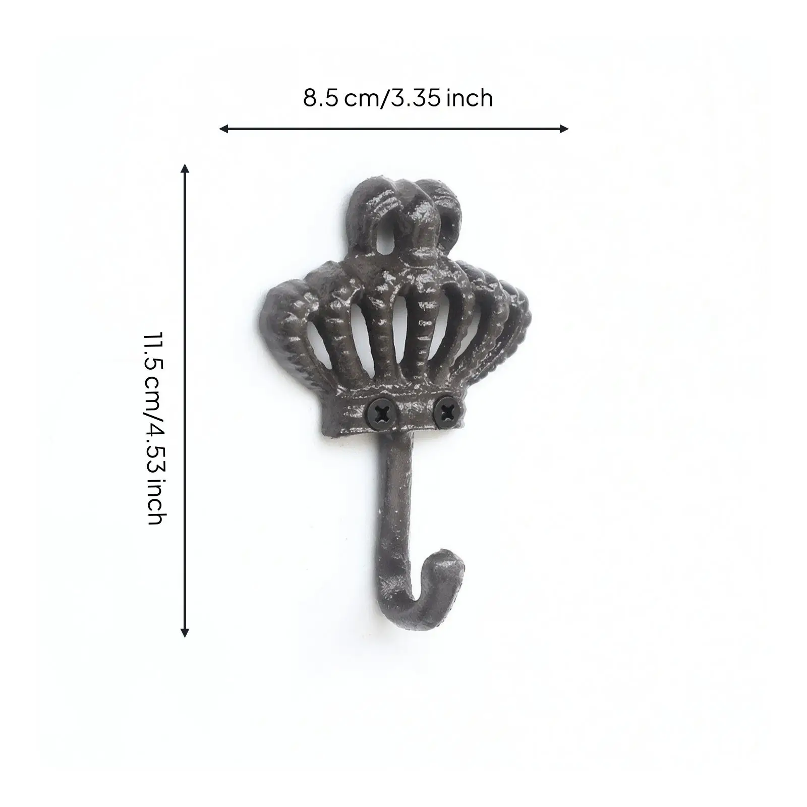 Classic Cast Iron Wall Hook with Screws Sturdy Vintage Coat Hanger Hook for Bedroom Foyer Organizers