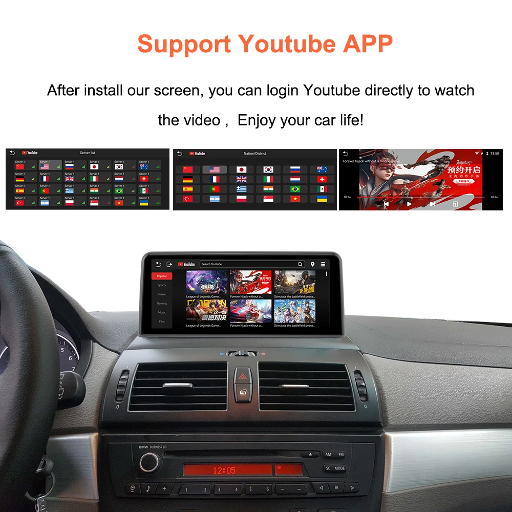 Radio para coche Bonroad sin cable CarPlay Android Auto, para BMW X3 E83, con Bluetooth, navegación GPS, pantalla táctil multimedia