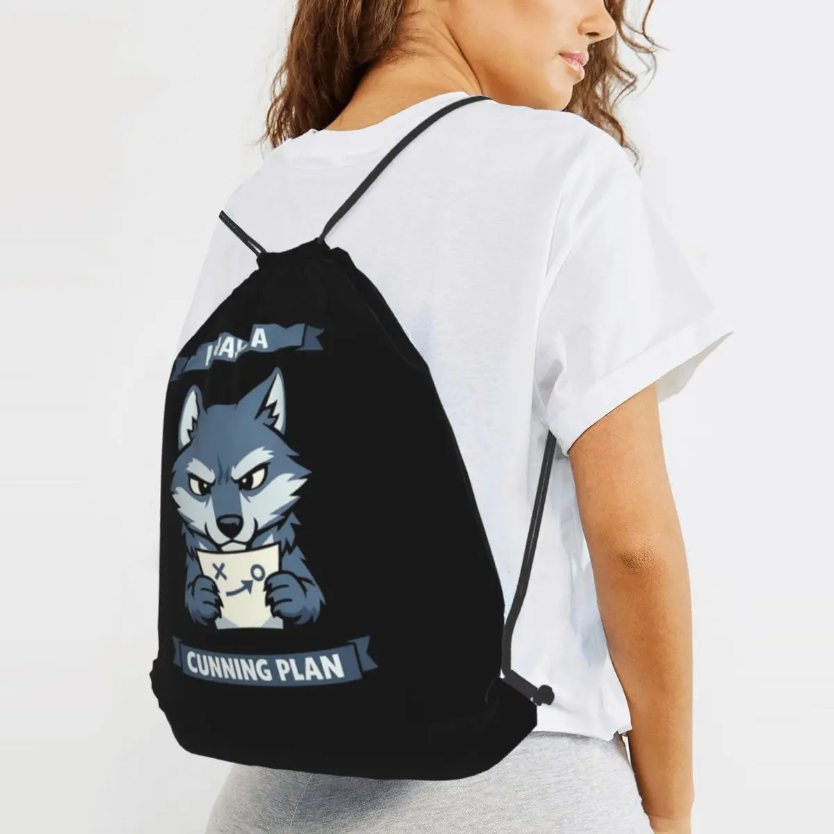 I Have A Cunning Plan Wolf Backpacks Multi-function Drawstring Bags Sports Bag Book Bags for Travel Students
