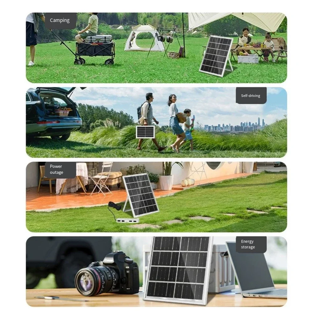 4 USB Ports Charger 4 USB Ports Solar Battery Charger Compact Form Factor Efficient Energy Conversion Fast Solar Absorption