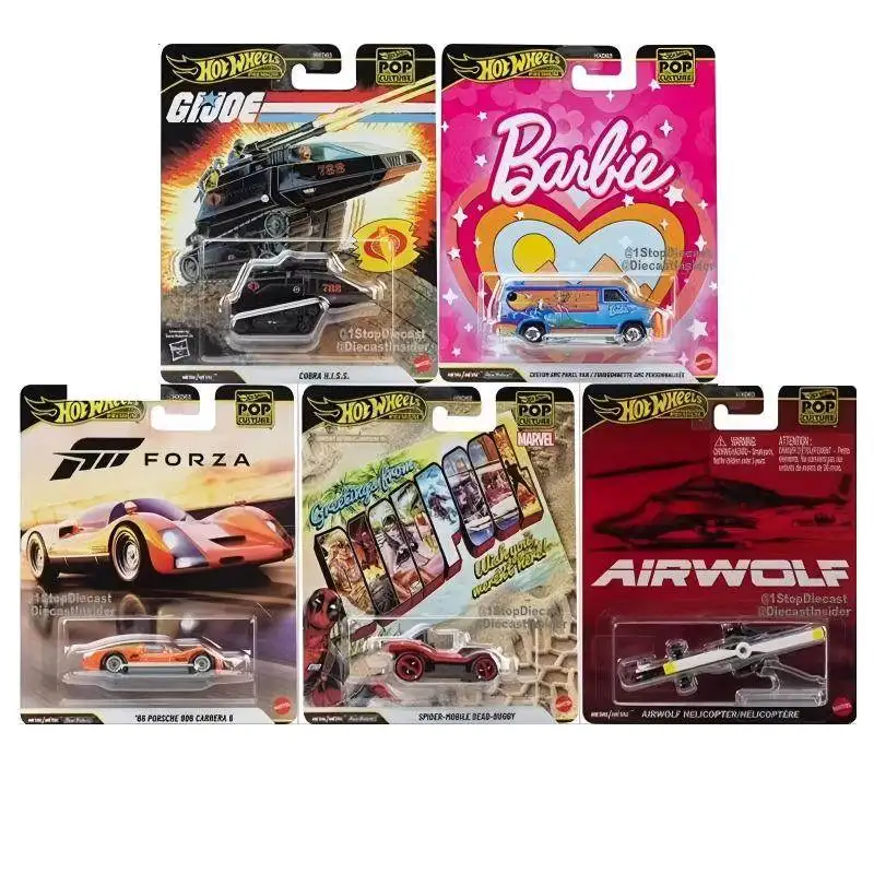 Оригинальные игрушки Hot Wheels Premium Car Pop Culture для мальчиков, масштаб 1:64, литые модели: вертолет Airwolf, Forza, COBRA, HISS, Spider Mobile. Подарок.