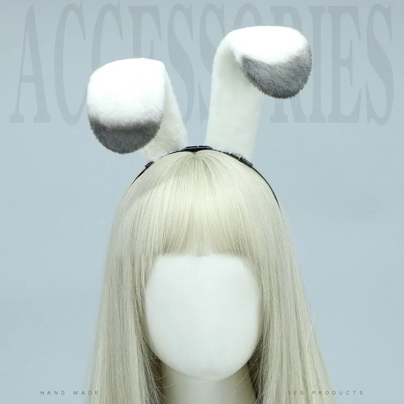 Handmade Plush Faux Fur Rabbit Ears Headband Lolita Hairwear Women Cosplay Accessories Props Animal Ears Hairband Girls Headwear