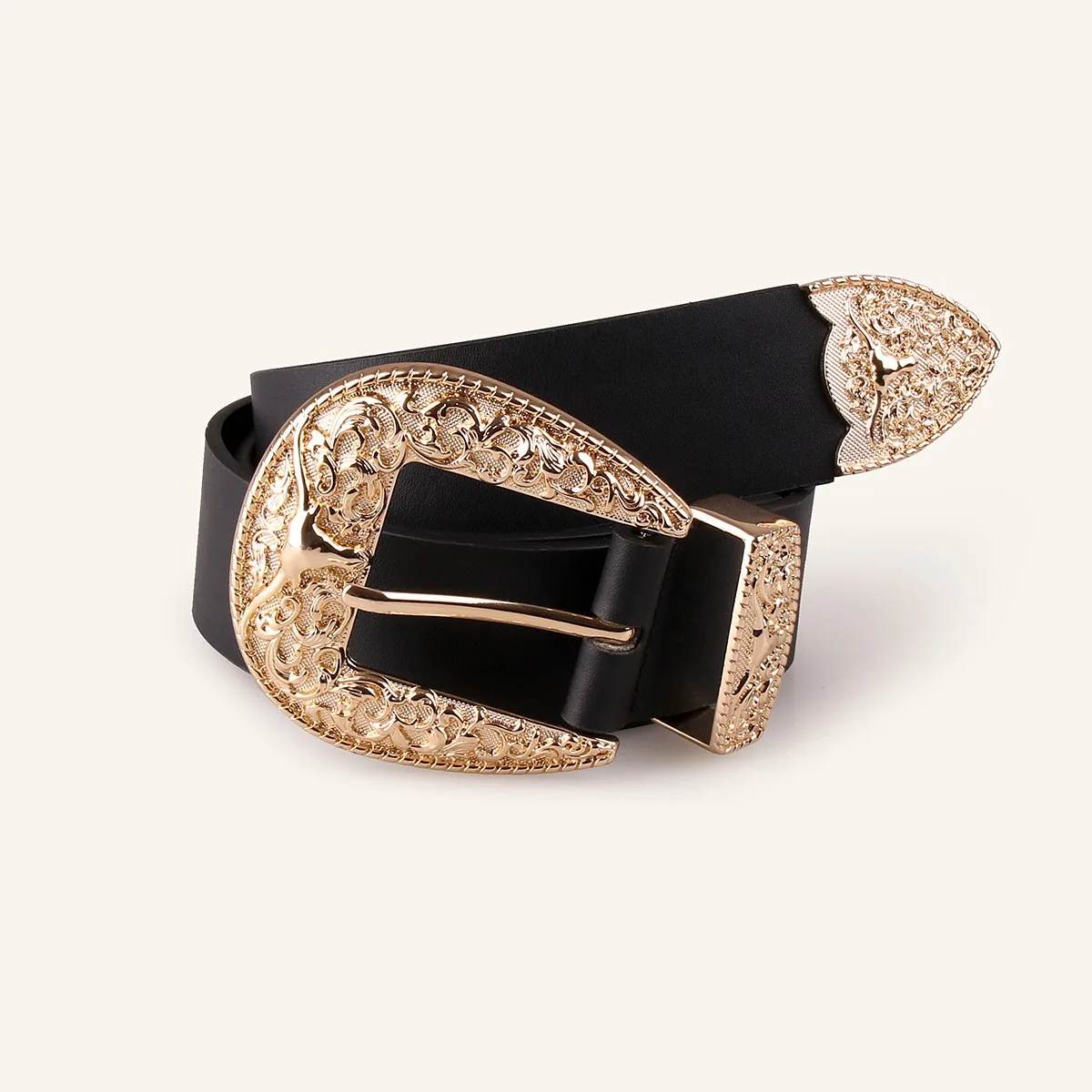 Street Fashion Exaggerated Lamb Head Embossed Buckle Waist Belt for Women Personality Match Dress Coat Suit Leather Belt