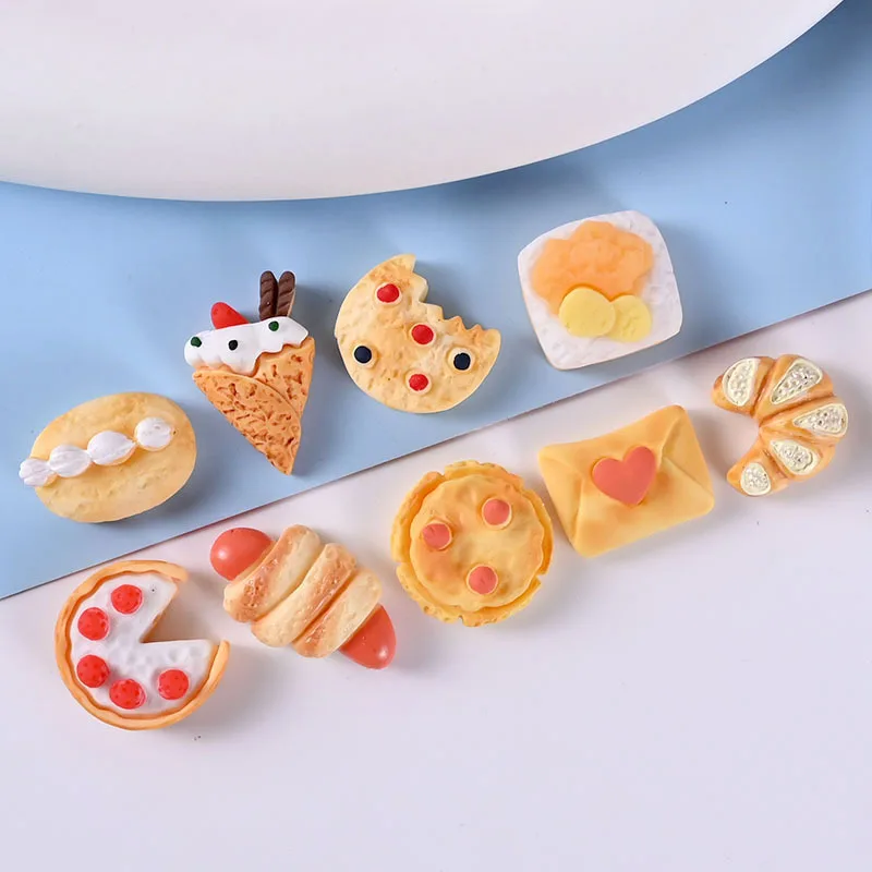 

100pcs Kawaii Simulation Resin Breakfast Cookies Bread Cabochons For Dollhouse Decoration Crafts Making DIY Accessories