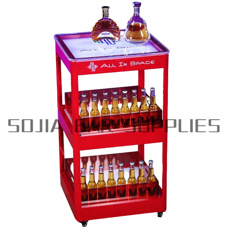 

Bar KTV Modern LED Mobile for Champagne Cabinet Luminous Black Peach Red Wine Rack and Display Base for Party Metal Wine Rack