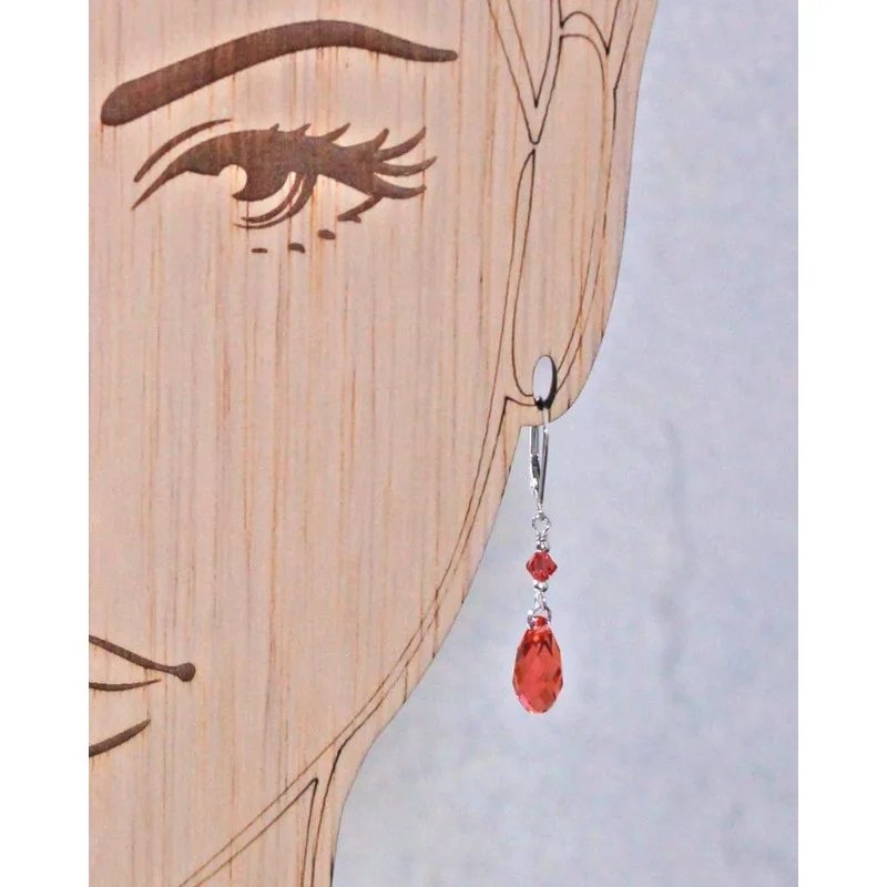 أقراط بريوليت كريستال نمساوي مرجاني وردي #5