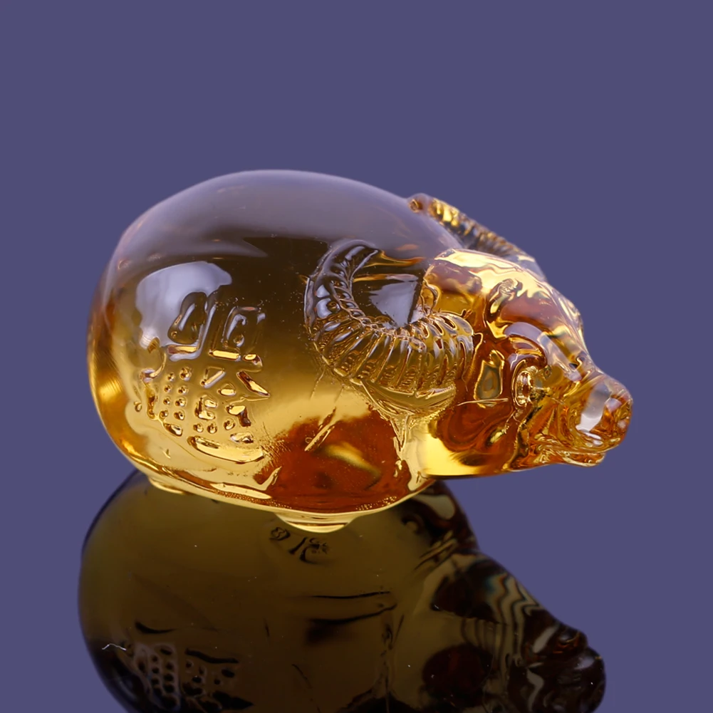 Twelve Zodiac Buffalo Ornaments Citrine Cattle Figurine Glass Animal Bovine Crafts For Home Decor Attract Wealth Treasure Mascot