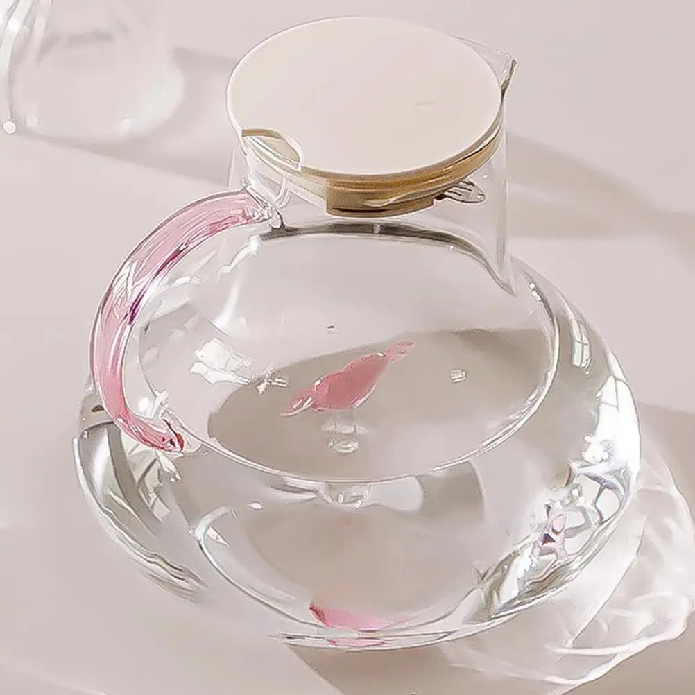 

Glass Pitcher Large Capacity Transparent Water Jug Tea Juice Milk Beverage Kettle Lid Handle Easy Clean