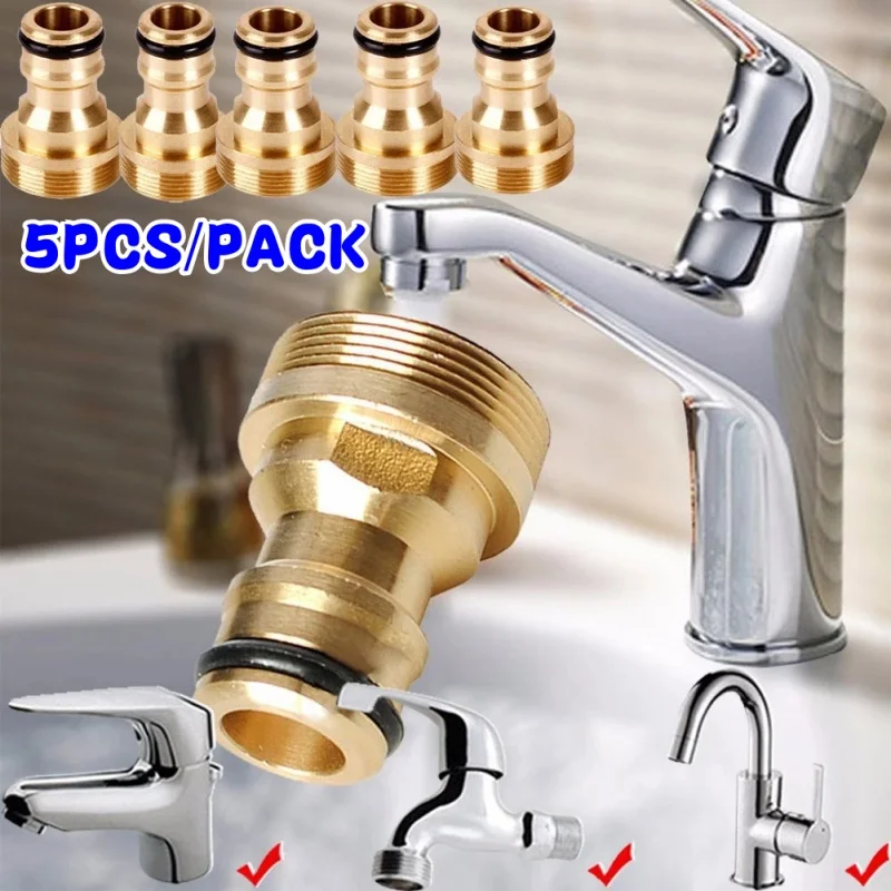 

1/ 5PCS Universal Brass Tap Kitchen Adapters Faucet Tap Connector Mixer Hose Adaptor Basin Fitting Garden Watering Garden Tools