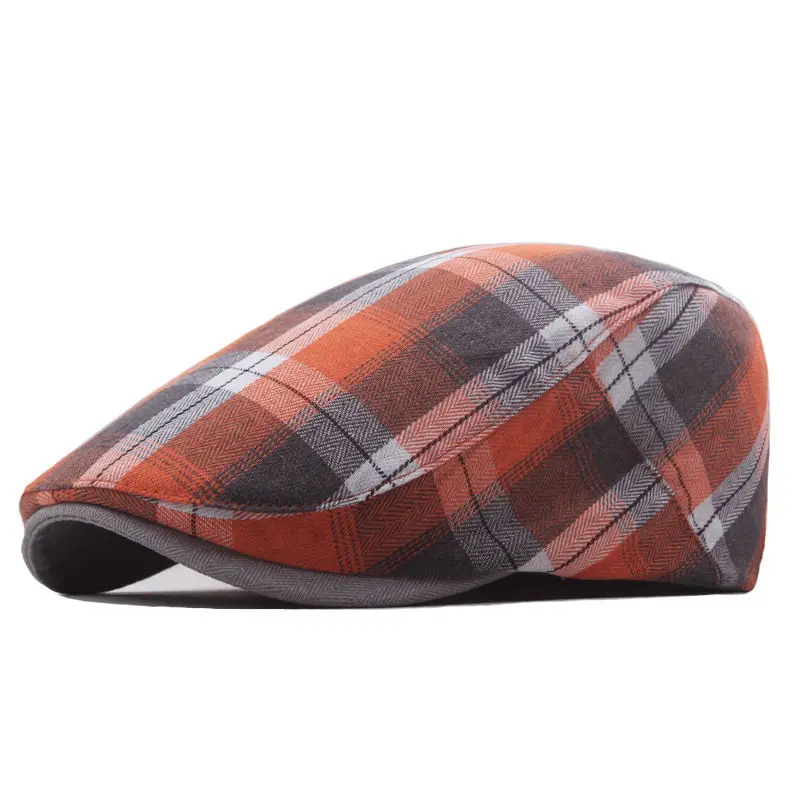 2023 Four Seasons Cotton Striped Print Newsboy Caps Flat Peaked Cap Men and Women Painter Beret Hats 117