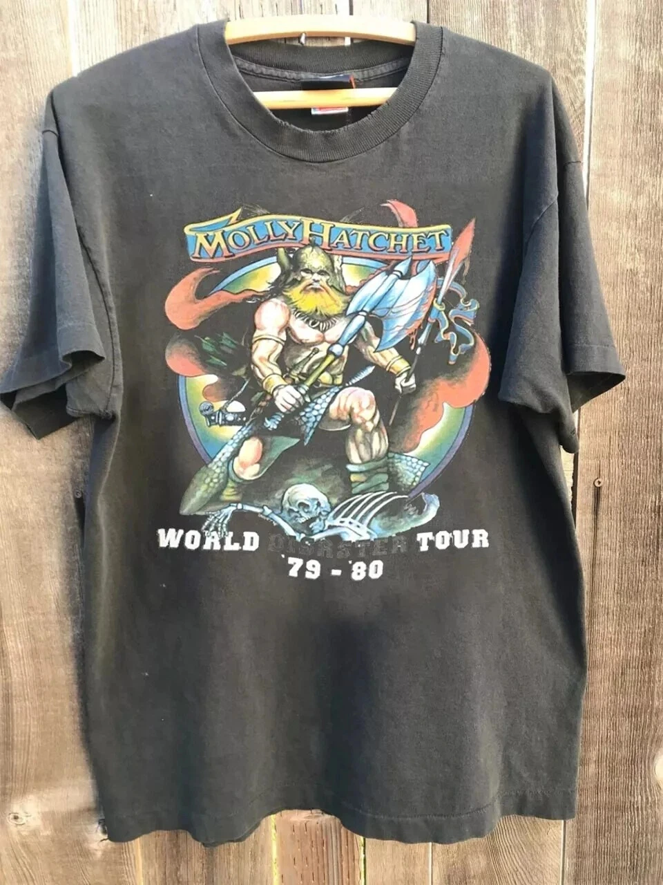 Molly Hatchet World Tour Disaster Tour T-shirt unisexe en charbon de bois, réédition