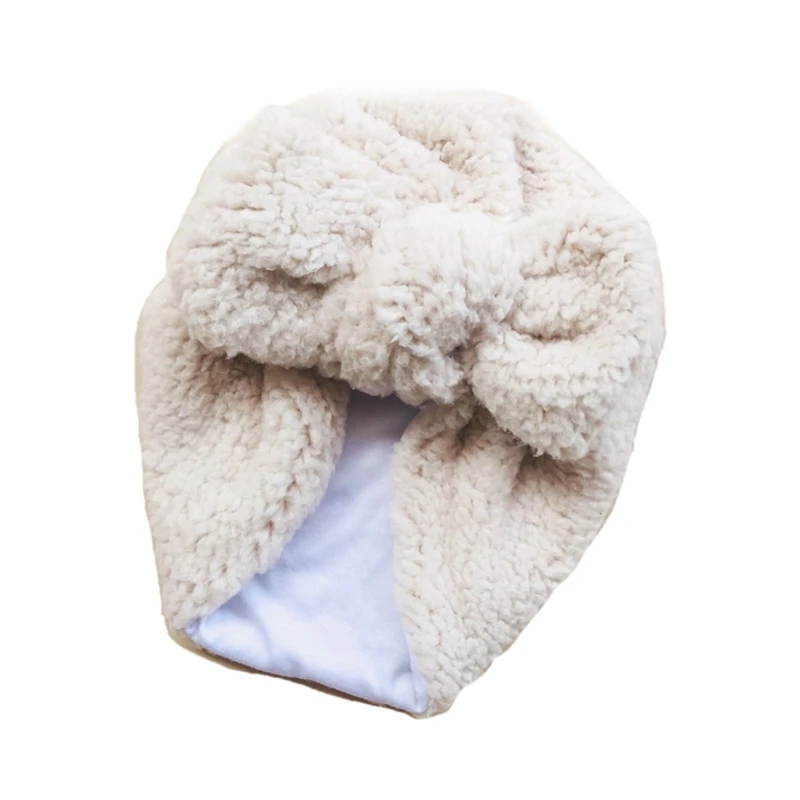 

Solid Color Bow Knot Baby Indian Hat Turban Newborn Thick Winter Warmer Headwraps for Infant Toddler Girls