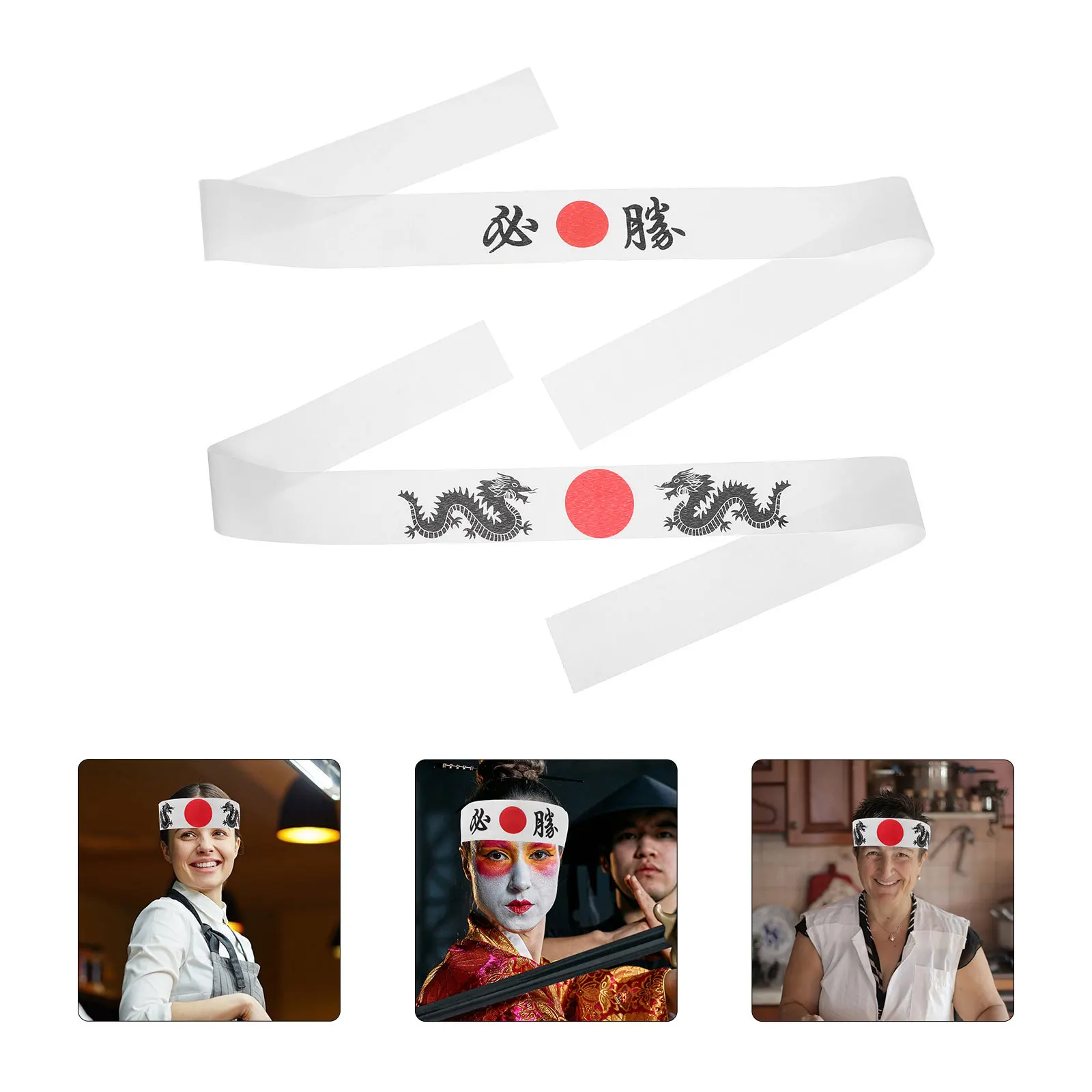 

2pcs Headb Versatile Japan B Samurai Costume Accessory Hachimaki Sweatb Headb Japanese Hair Tie