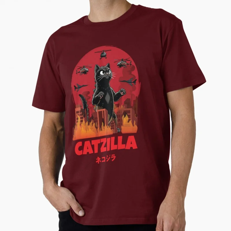 

1223 Japan Cat Anime Catzilla King of Monster Funny Cats Lover Gift t shirt for man Cute kitty y2k clothes All size Tops S-6XL