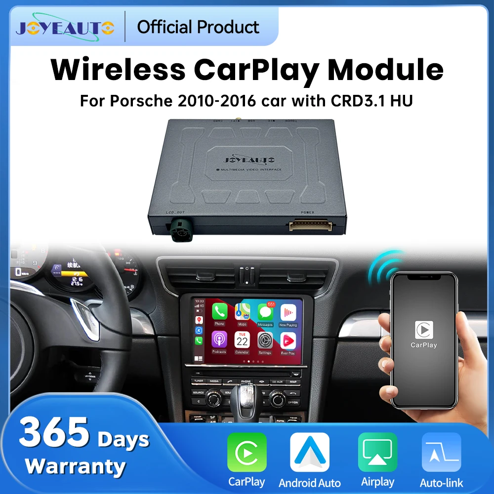 Беспроводной интерфейс JoyeAuto CarPlay Android Auto для Porsche Cayman, Cayenne, Boxster, Panamera, Macan, 911 (2010-2016) с CDR3.1 Mirror