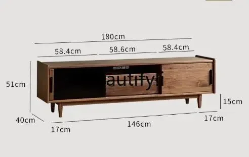 N178 Nordic all-solid wood TV cabinet, living room coffee table combination, black walnut multi-functional storage floor cabinet
