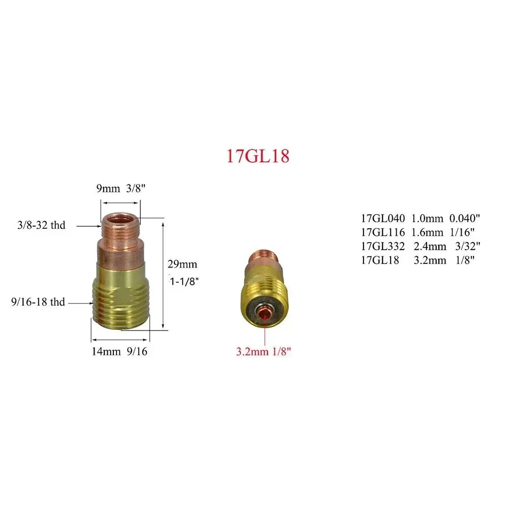 Lente de Gas TIG para WP 17 18 26 antorcha 17GL18 1/8 ''10N25S Kit de mandril accesorios de soldadura