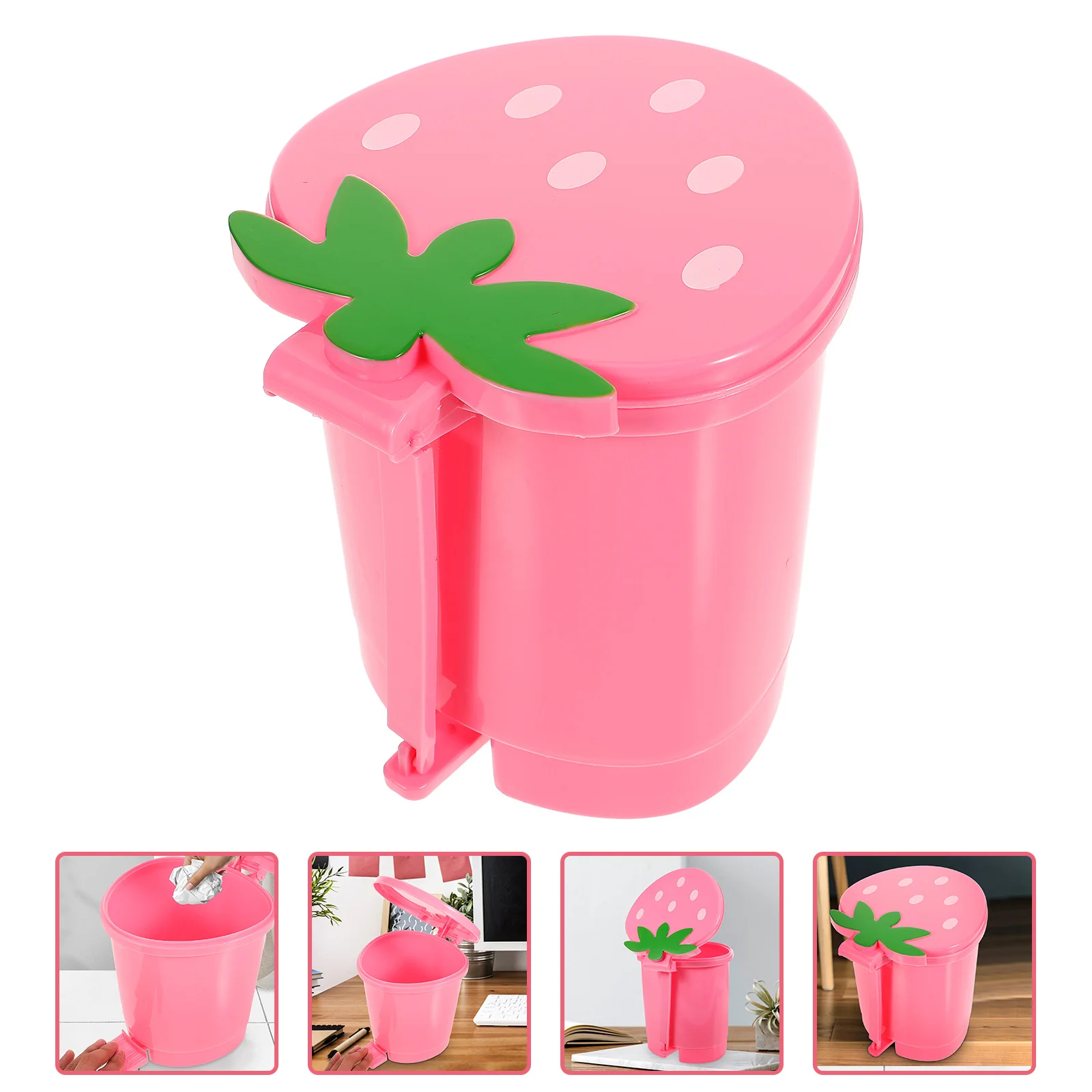 Small Wastebasket Desktop Trash Can Pink Decor Home Rubbish Bin Plastic Cartoon Shaped Office