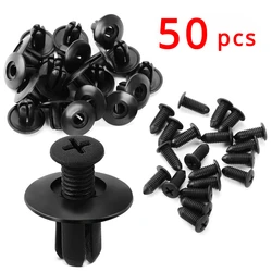 50pcs 8mm Hole Door Rivet Plastic Clip Fasteners Black Cars Lined Cover Barbs Rivet Auto Fasteners Retainer Push Pin Clips