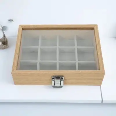 

Деревянная шкатулка для украшений в деревенском стиле с прозрачной крышкой, органайзер с несколькими отделениями, винтажный футляр для хранения, подставка-лоток для демонстрации женских украшений