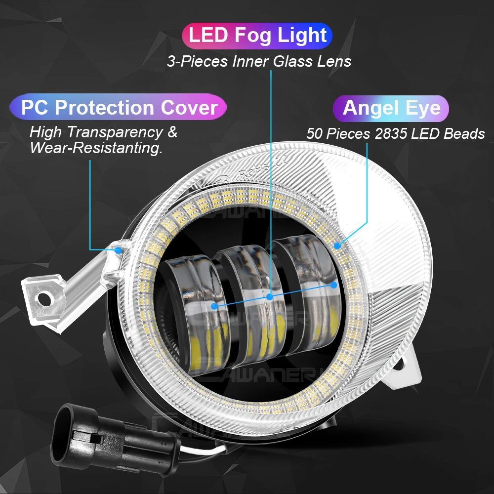 2 X Car Front Canbus LED Fog Light Daytime Running Lamp Angel Eye DRL For VW Volkswagen Golf Plus Mk5 2004 2005 2006 2007 2008