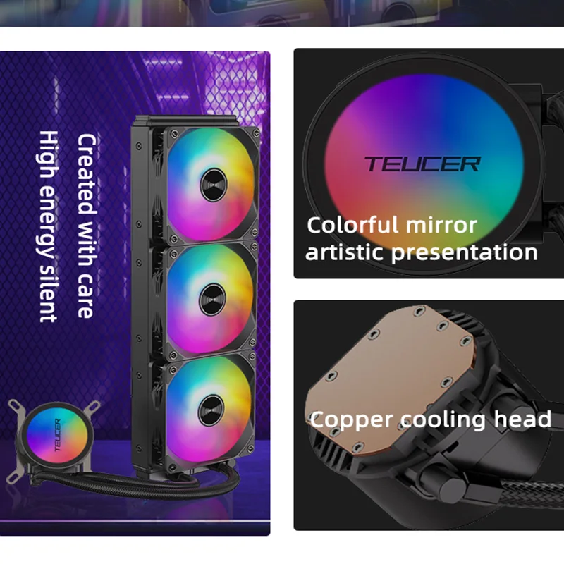 TEUCER AF-S120 Water Cooler 120mm RGB Fan Liquid Heatsink Integrated Radiator Cpu Cooling for Intel LGA115x 1200 1700 2011 image 2