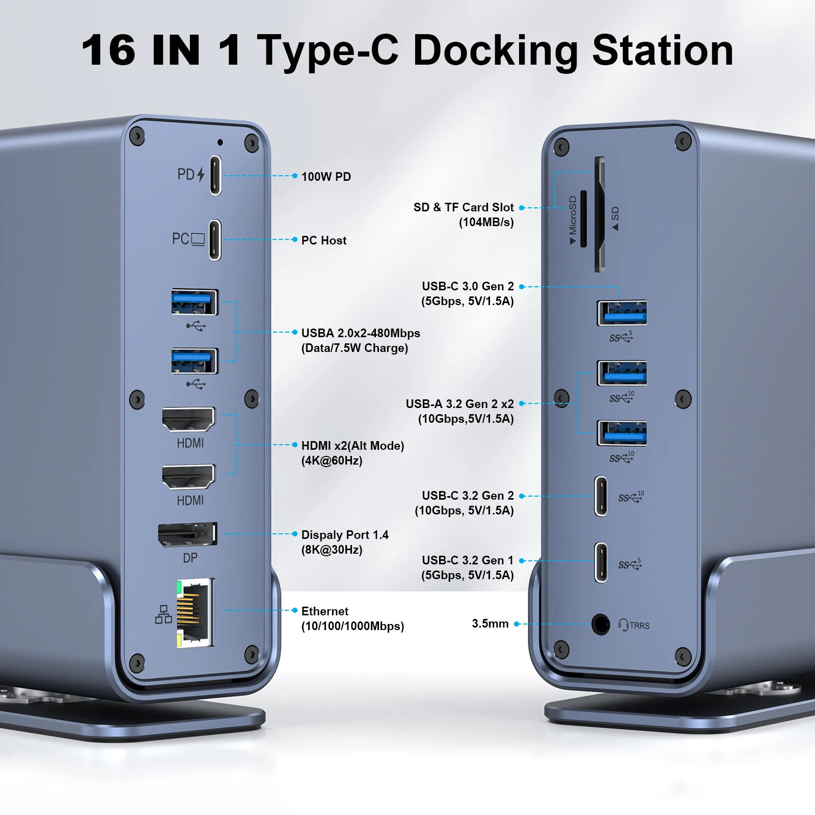 OEM Universal USB C Docking Station Triple Display Dual HDMI + DP for Windows Mac 10Gbps USB C Laptop Docking Station