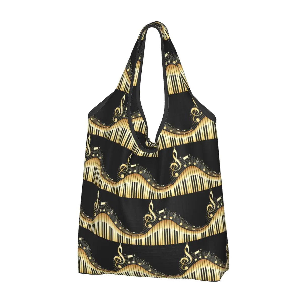 Recycling Fashion Music Notes Piano Shopping Bag Women Tote Bag Portable Groceries Shopper Bags