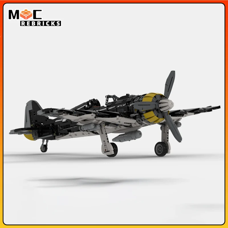 High-tech Technology Airplane Building Block Wulf FW-190 Fighter DIY Assembly Model Plane Collection Set Bricks Toys Kid Gift