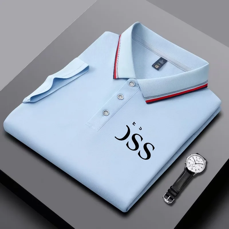 2026 men's multi color lapel shirt with trendy print, striped collar, summer breathable casual business top