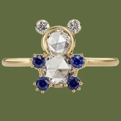 European and American style simple and cute teddy bear niche design amusement park series women's ring