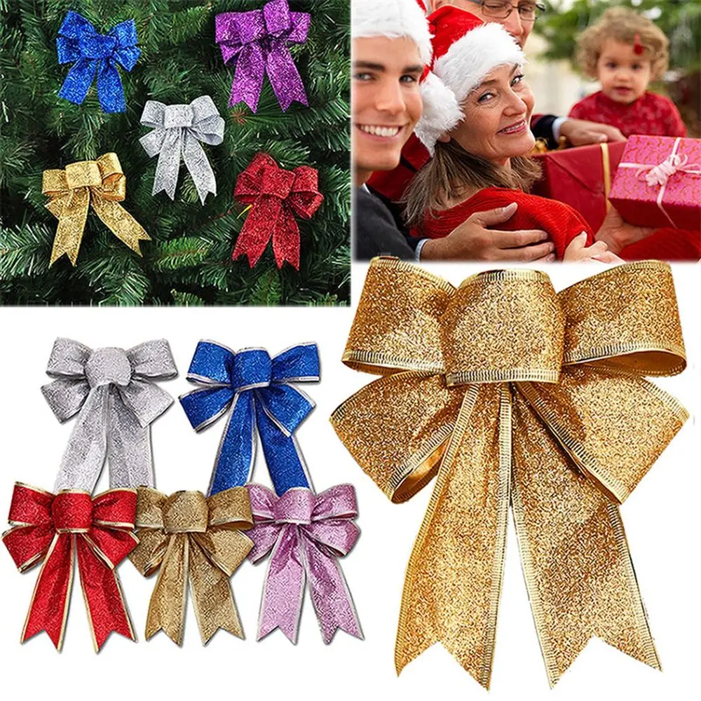 Hanging Pendant New Year Decoration Butterfly  Bow Bowknot Xmas Party Supplies Christmas Tree Ornaments Ribbon Bows Home Decor