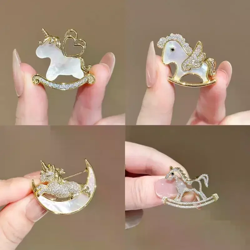 Fine Zodiac Horse Brooch, Cartoon Pony Lapel Pin, Classy Clothing Accessory for Women and Men's Suit Corsage