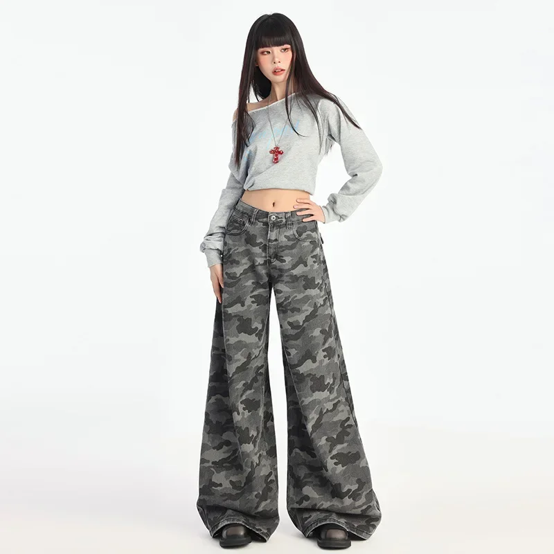 

High Waisted Slim Straight Leg Jeans For Women, Retro, Loose, Casual, Wide Leg, Spicy Girl, Floor Length Pants