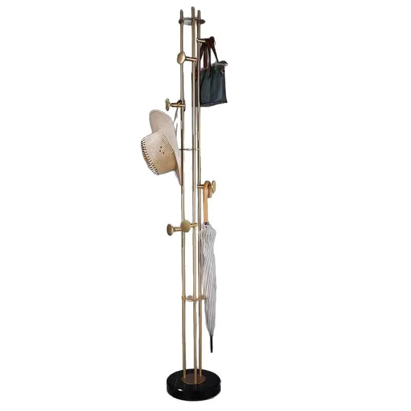 

Creative light luxury Nordic brass floor coat rack marble bedroom towel bar hanger home