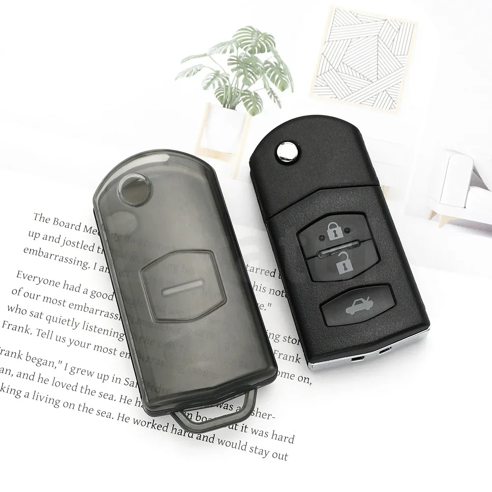 Transparent TPU Car Key Shell Fob Auto Remote Control Folding Housing Case Accessories for Mazda 2 3 5 6 BT50 CX-5 CX-7 CX-9 RX8