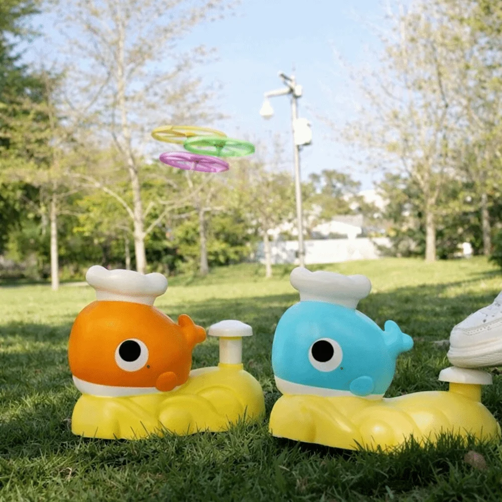 Foot Launcher Whale Jet Propulsion Soaring Propeller Whale Model Propeller Garden Game Flying disc launcher Educational Play